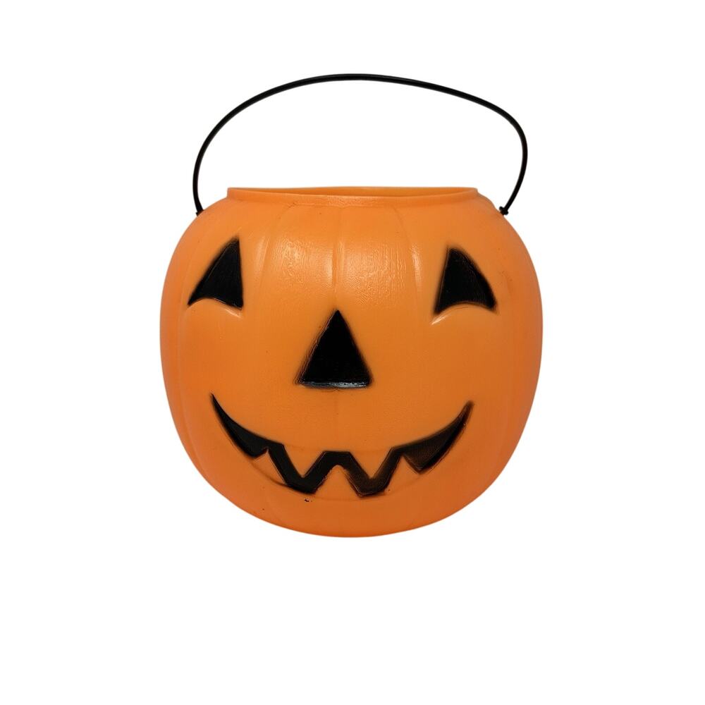 Vintage General Foam Plastics Halloween Jack-O-Lantern Pumpkin Candy Pail